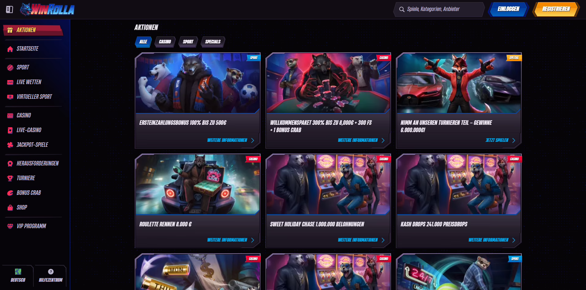 Winrolla Casino Bonusangebote Übersicht