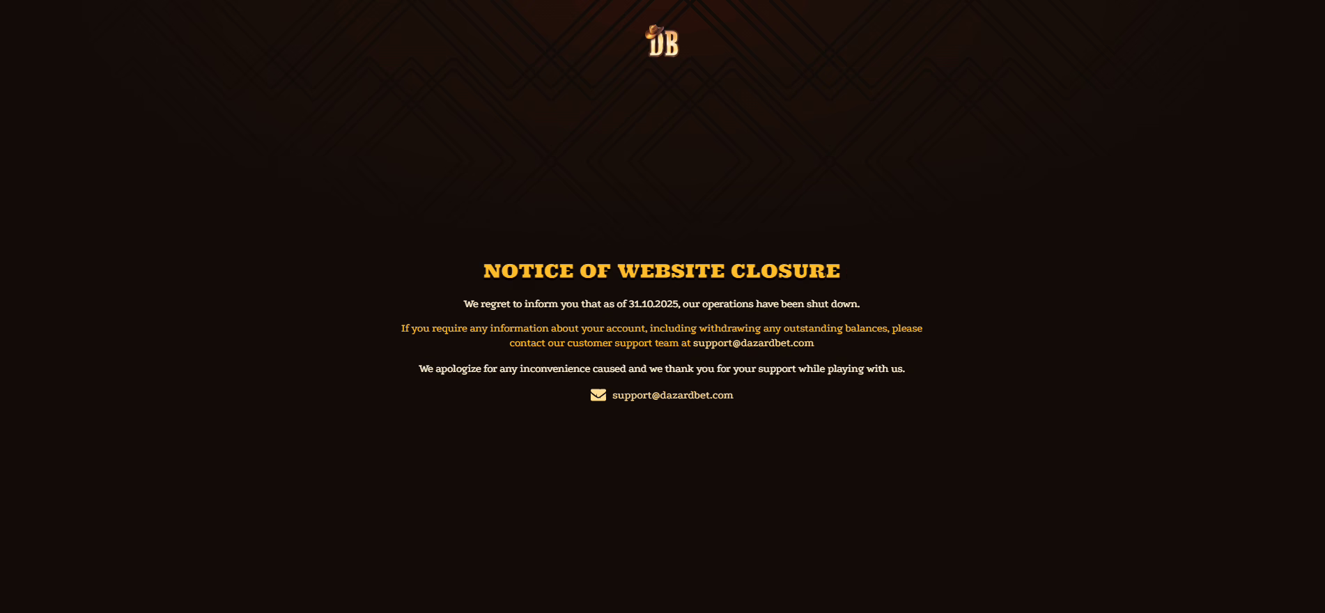 DazardBet Casino geschlossen